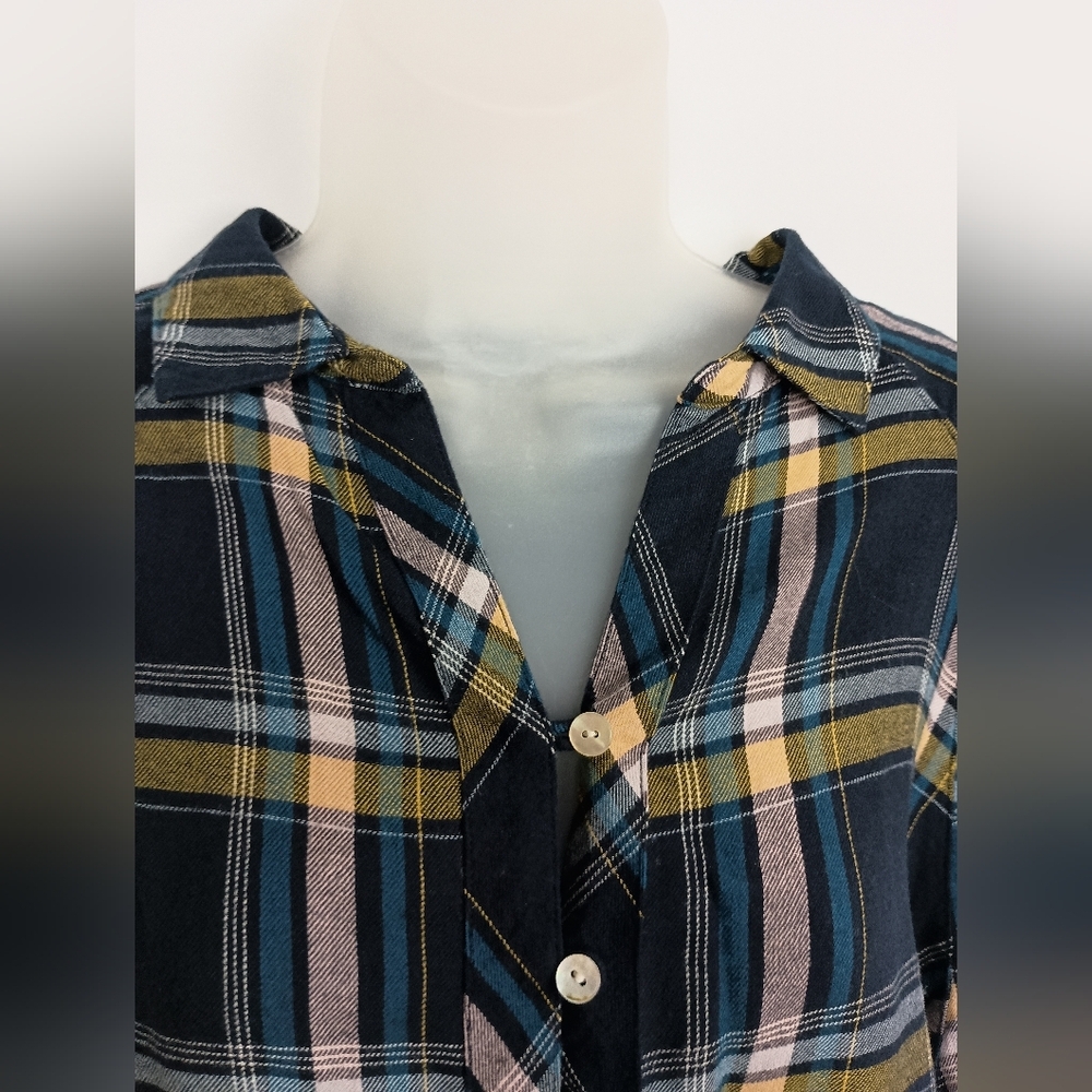 J JILL Preppy Clueless Country Academia M Patchwork Plaid Soft Button-Up Shirt - Picture 4 of 6